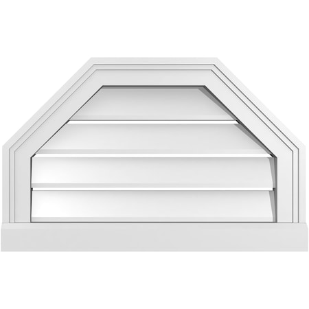 Ekena Millwork Octagonal Top Surface Mount PVC Gable Vent w/ 2"W x 2"P Brickmould Sill Frame, 22"W x 14"H GVPOT22X1403SF